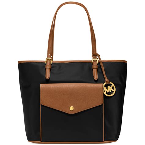 michael kors leather tote purse|michael kors black nylon tote.